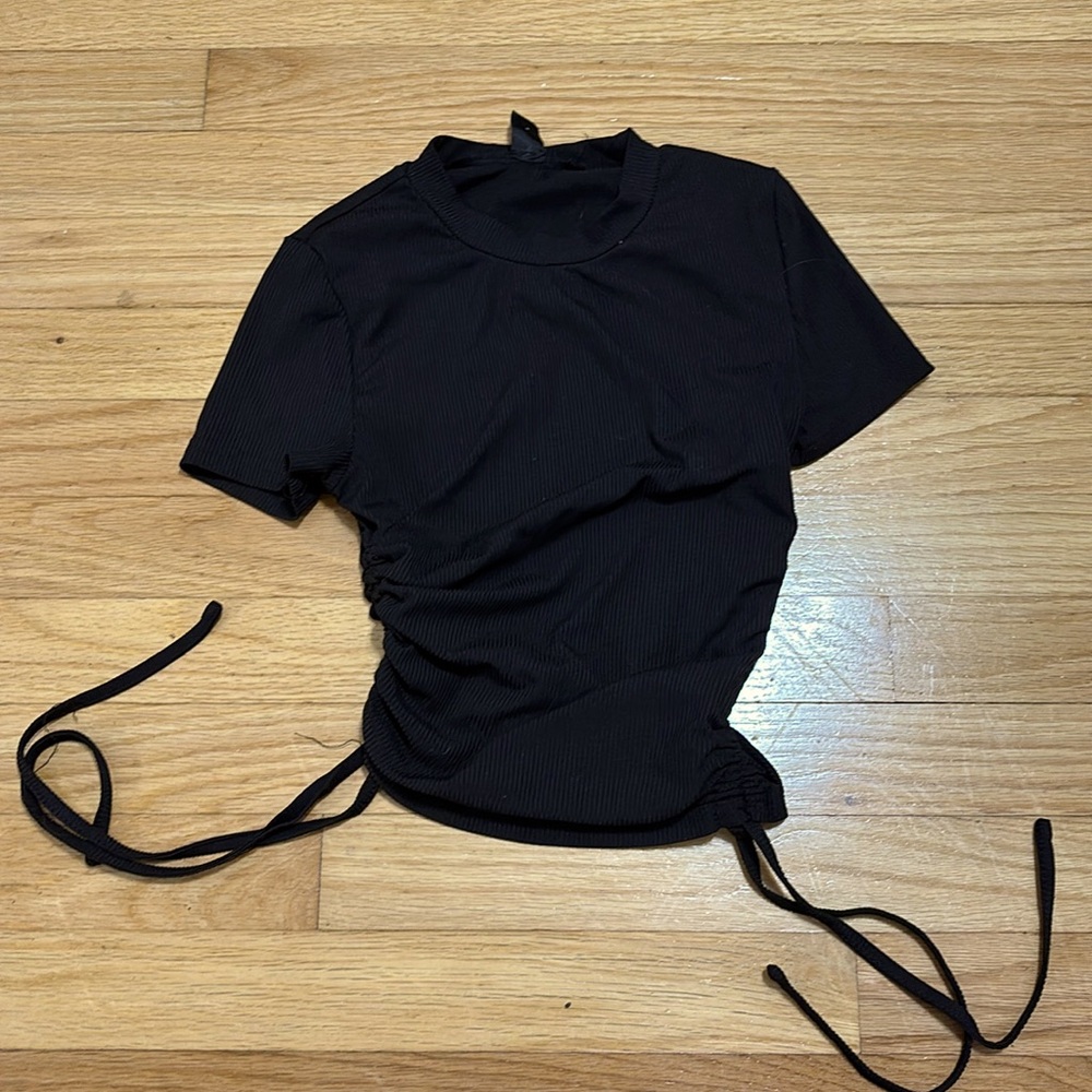 black crop top with ties